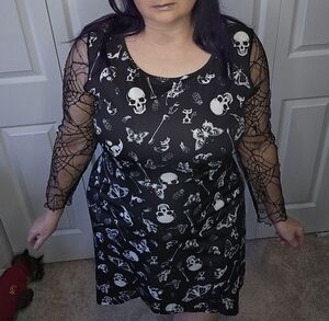 Black and White Skull Print Dress 12